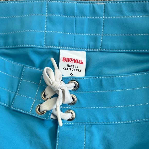 Birdwell Beach Britches Surf Shorts – Size 6, Blue/Yellow Retro Lace-Up - Picture 3 of 3